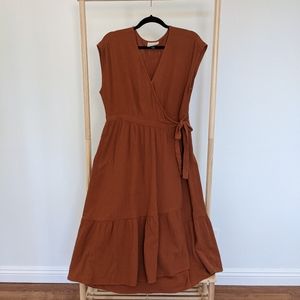 Universal Thread Wrap Midi Dress Rust Size L